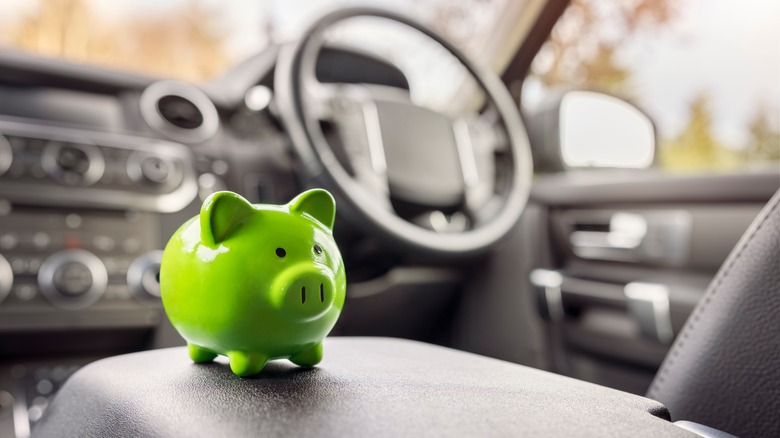 Piggy bank in car