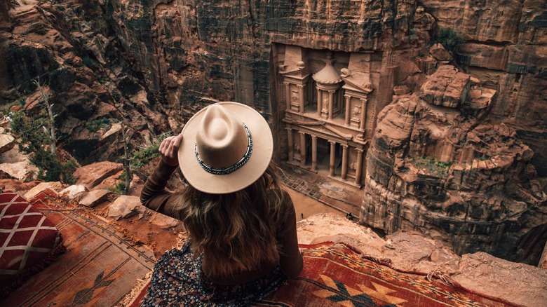 girl sitting at petra jordan