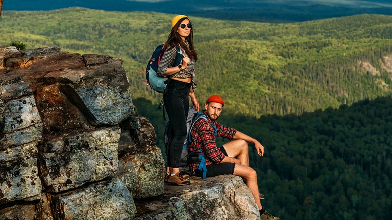 Travelers hiking 