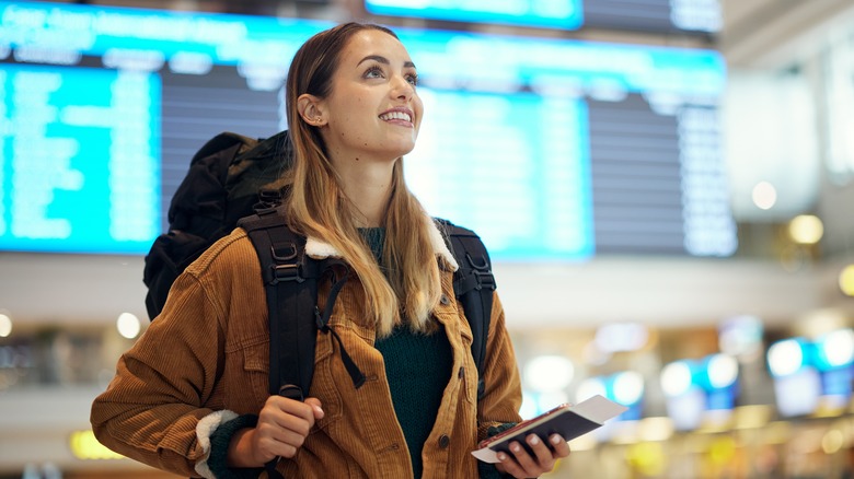 Traveling woman in airport