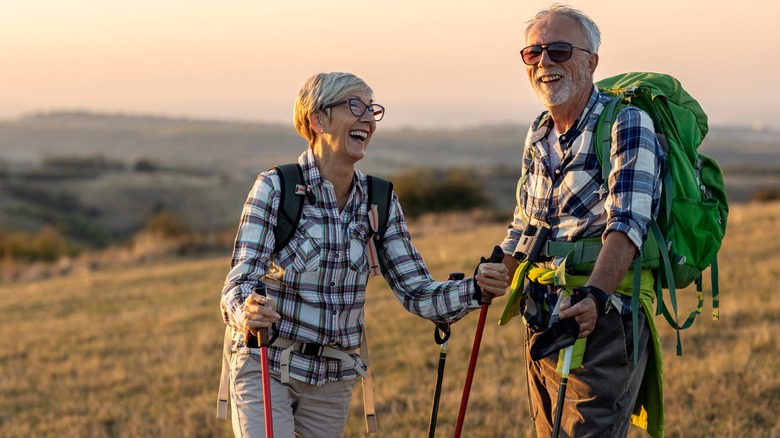 Older couple backpacking