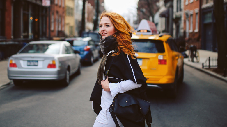 woman walking in New York