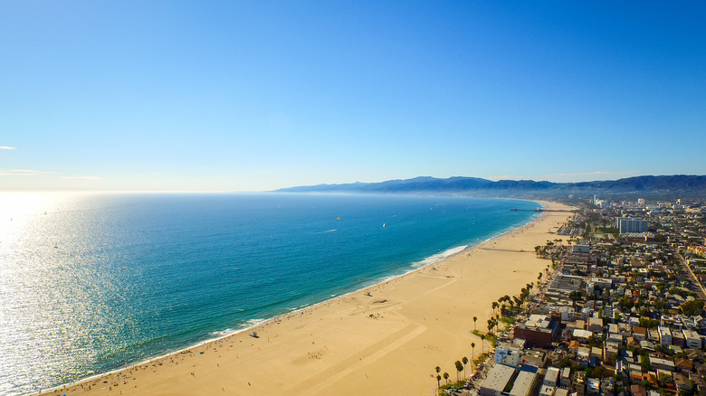 Aerial of Venice Beach, CA