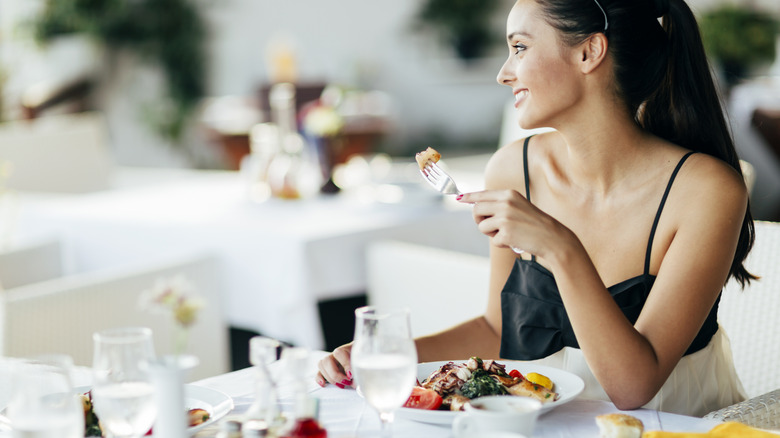 woman having a nice meal