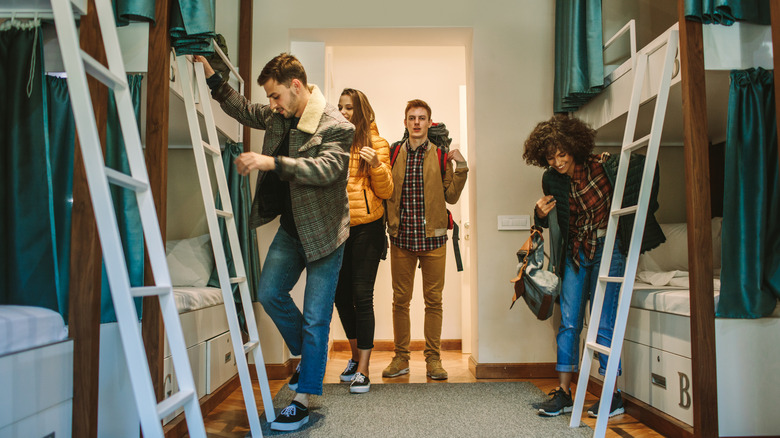 Travelers in a hostel