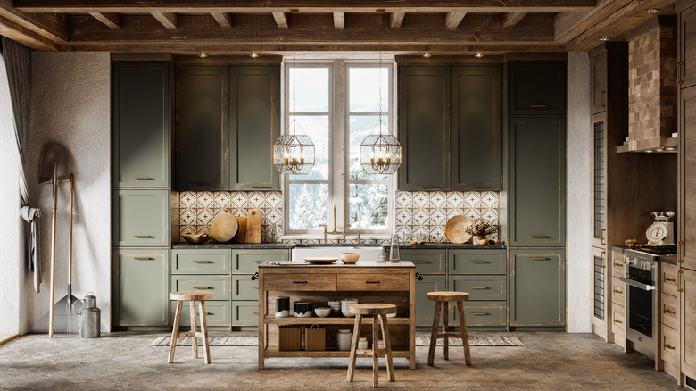 brightly-lit kitchen of a cabin 