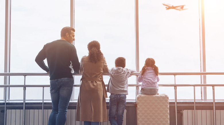 family at an airport