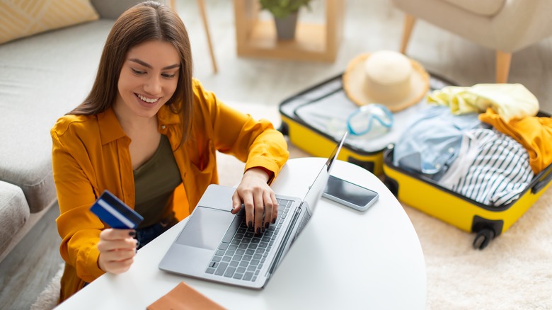 woman booking trip online