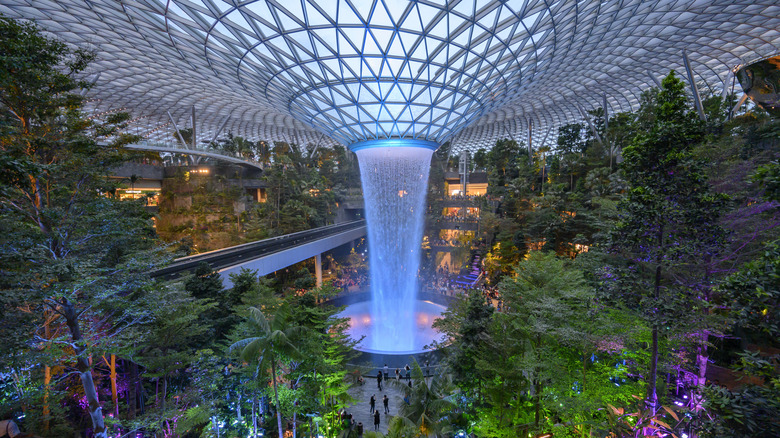 Singapore Airport Rain Vortex Night