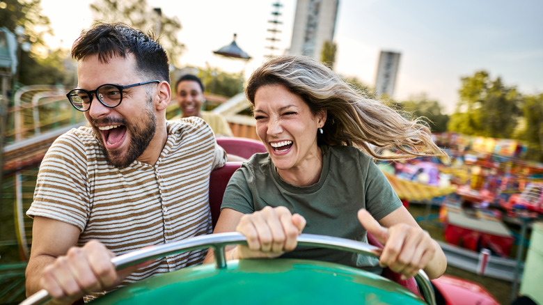 Couple on a roller coaster