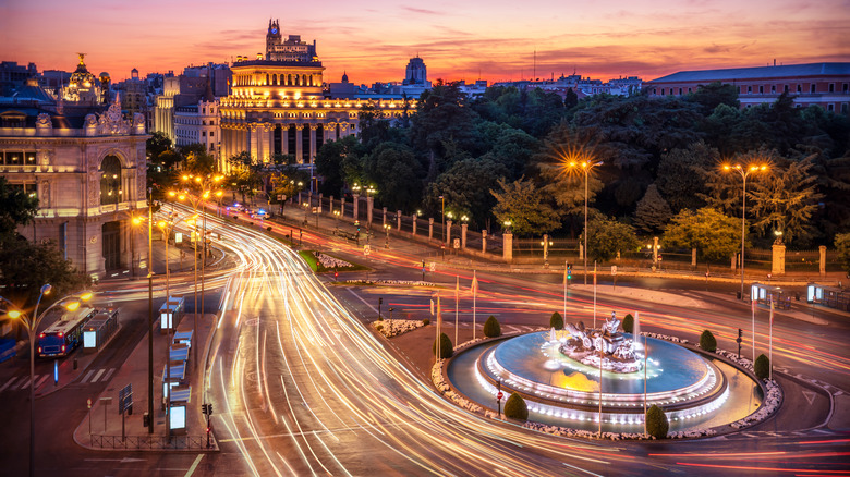 Madrid skyline at sunset