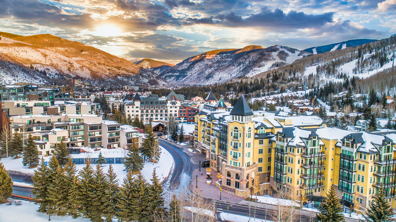 vail village mountains snow