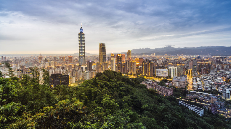 Taipei skyline at sunset