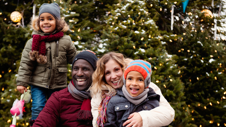 Family in winter clothes