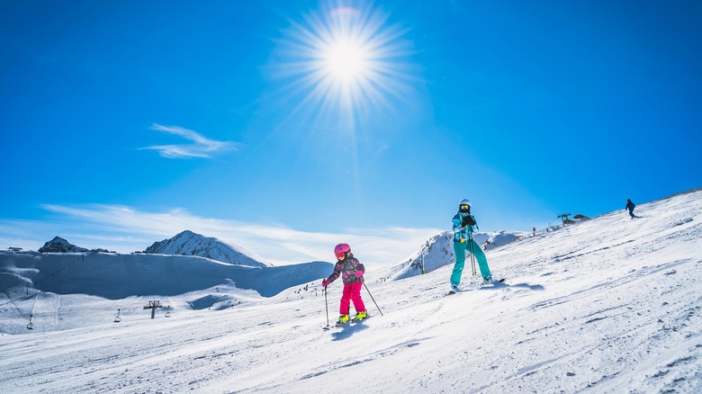 Family skiing