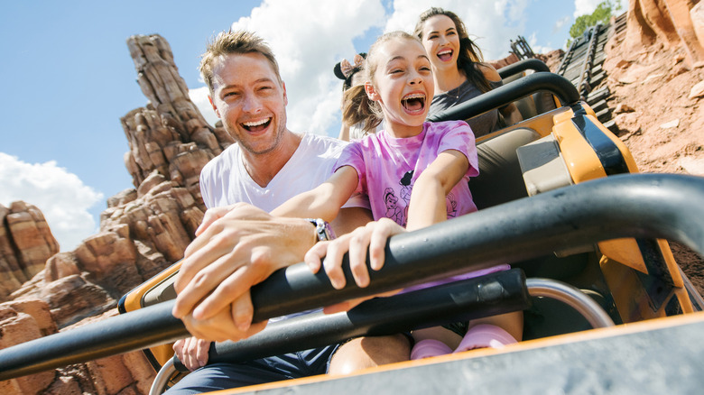 Family riding Big Thunder Mountain Railroad