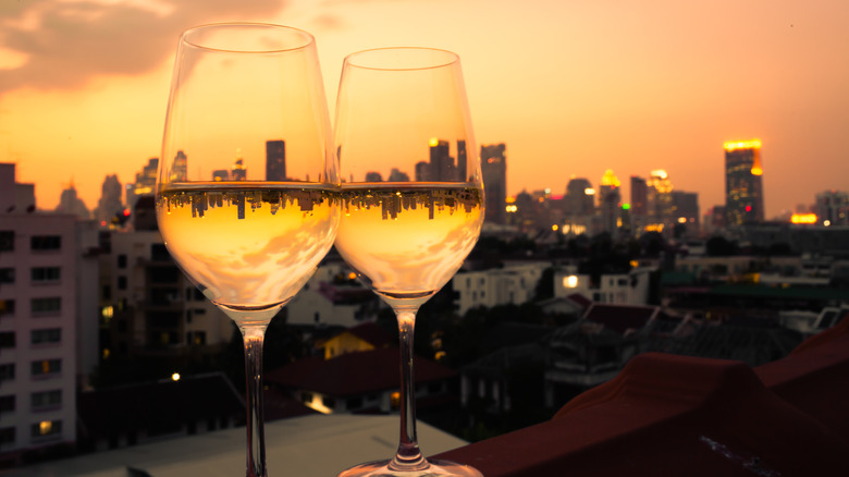 Glasses and skyline view