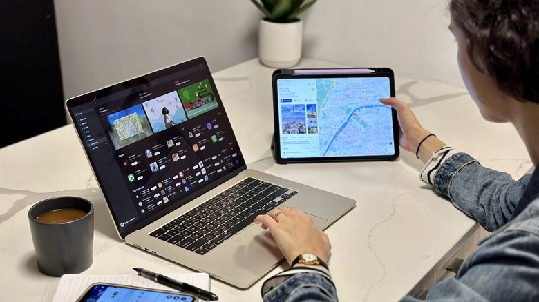 Woman planning travels on her computer