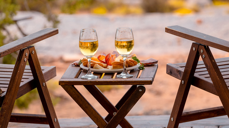 wine glasses on table