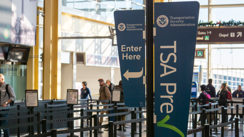 TSA line at airport 