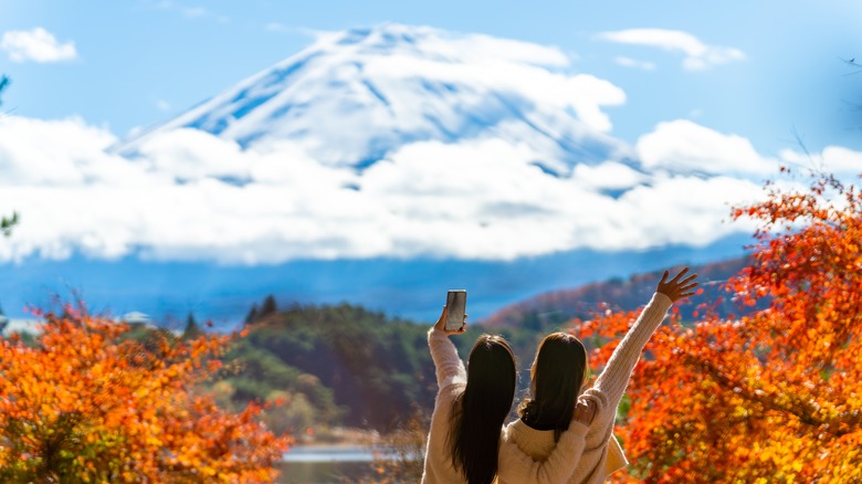 Women taking a selfie