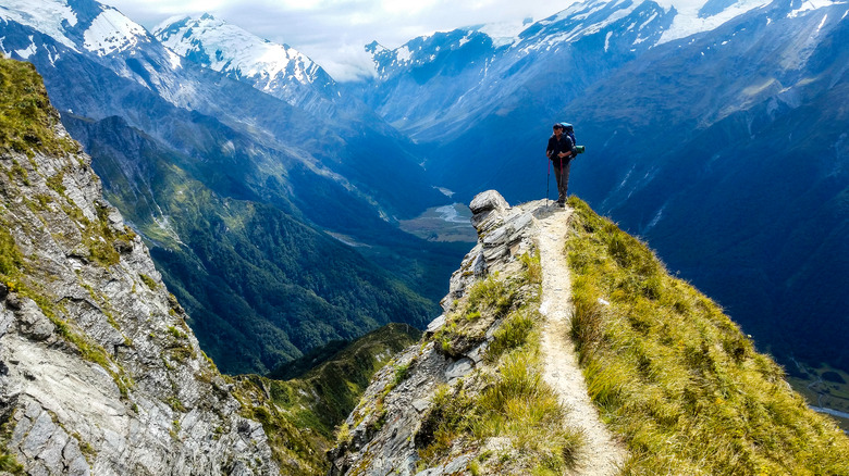 Hiker on Cascade Saddle peak