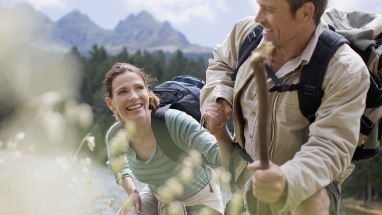 Couple on a hiking trail