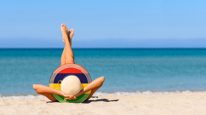 Relaxing on a beach