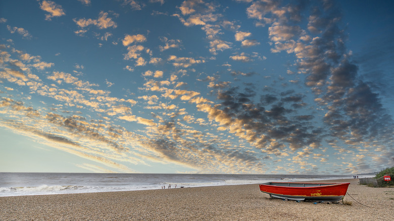 Dunwich beach England fishing boat