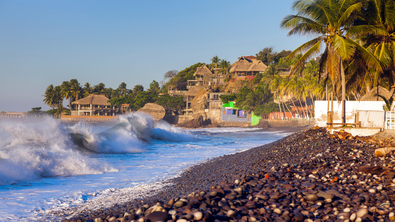 Waves crashing on a beach