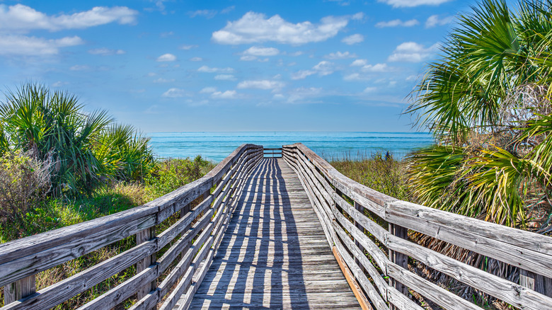 Wooden walkway to the sea