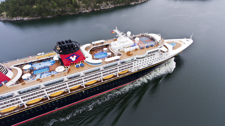 aerial view of cruise ship